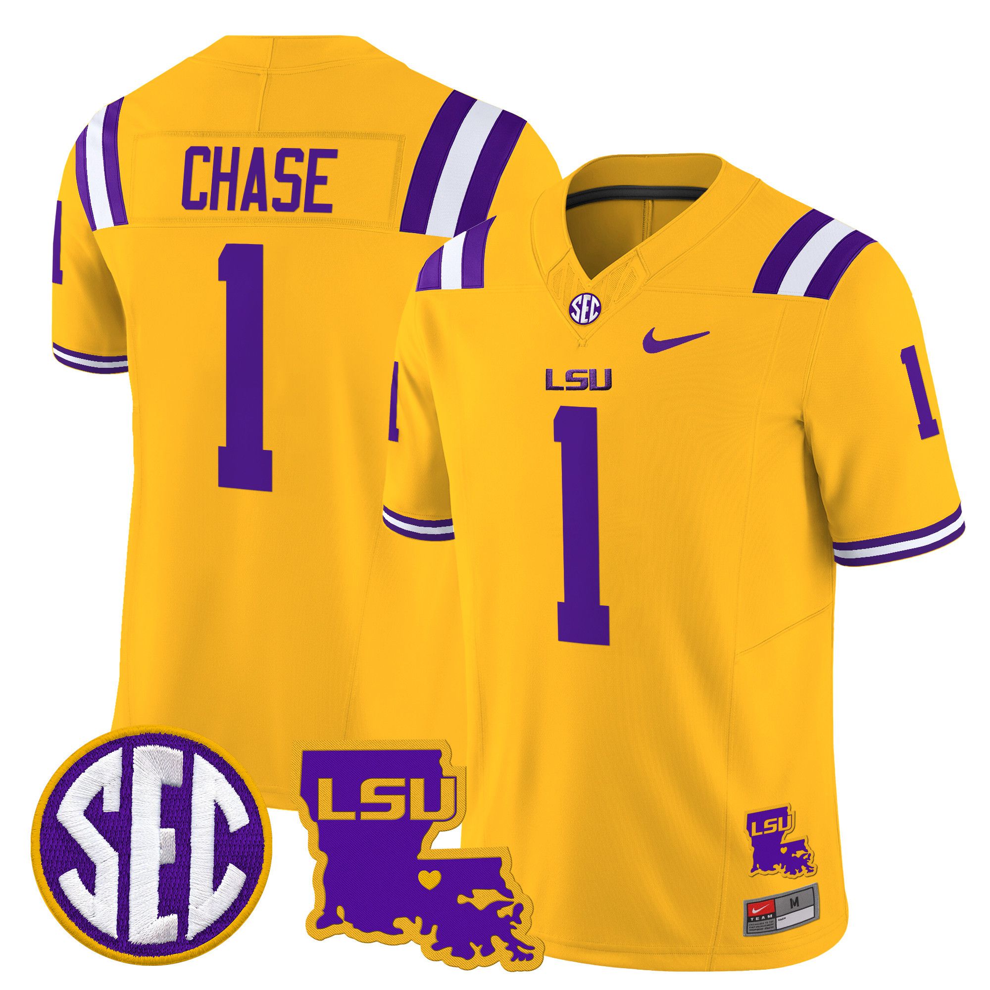 Men LSU Tigers #1 Chase Yellow 2024 Nike Louisiana Patch Vapor Limited NCAA Jersey->indianapolis colts->NFL Jersey